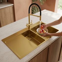 pure-sink-exclusivo-gold-1-5-sink-draining-board-100x52-cm